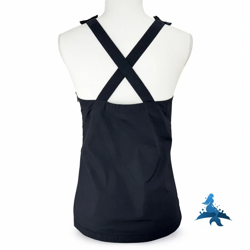1274 J.Crew Pleated Ruffle Neck Sleeveless Blouse – Size 2 – Black